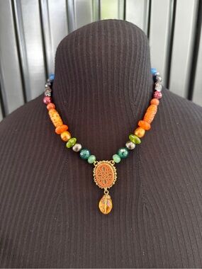 Stephen Dweck Pearl & Multistone Pendant Necklace